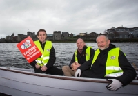 O3.04.15             NO REPRO FEE             
Paul O'Connell, AP McCoy and JP McManus kick-start the Team Limerick Clean-Up(TLC). Over 10,000 Volunteers hit the streets of Limerick City and County for the Country's biggest ever Clean-Up. 
AP McCoy, Paul O'Connell and Br. Anthony Keane, Glenstall Abbey pictured at Clancy Strand before a team set off in Ilen boats to clean the river banks of the city. Picture: Alan Place/FusionShooters.