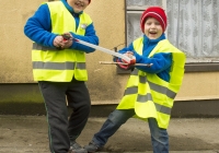 03.04.15  NO REPRO FEE
Paul O'Connell, AP McCoy and JP McManus kick-start the Team Limerick Clean-Up (TLC). Over 10,000 volunteers hit the streets of Limerick City and County for the country's biggest ever Clean-Up. Taking part in the Team Limerick Clean-Up are volunteers, brothers Jack Giltenane, aged 8, and Dara Giltenane, aged 5, from Ballingarry, Co. Limerick. Picture credit: Diarmuid Greene/Fusionshooters