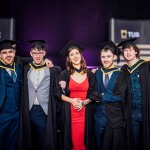 No Repro Fee
David Armstrong - ballina mayo , Stephen whelan - gaway , Catherine aguila - raheen , John buckley - inniscarra cork  and Ryan Bradley - termon Donegal  (all Music production and technology) pictured as the first full generation of TUS students conferred today on the university's Moylish campus 
Thursday marked the first day of the Technological University of the Shannon's conferring ceremonies on the University's Moylish campus, where the first full generation of TUS graduates were among those being awarded.
Many of the graduates began their TUS journey four years ago when the university was established in October 2021.
This morning's ceremony celebrated graduates from the Limerick School of Art and Design - one of Europe's leading fine art, design and creative media schools.
Pic. Brian Arthur