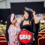 No Repro Fee
Bunmi kolapo (Fashion design collection )
 with mum Maria and son zinathi age 1 from Clondalkin , Dublin pictured as the first full generation of TUS students conferred today on the university's Moylish campus 
Thursday marked the first day of the Technological University of the Shannon's conferring ceremonies on the University's Moylish campus, where the first full generation of TUS graduates were among those being awarded.
Many of the graduates began their TUS journey four years ago when the university was established in October 2021.
This morning's ceremony celebrated graduates from the Limerick School of Art and Design - one of Europe's leading fine art, design and creative media schools.
Pic. Brian Arthur