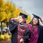 No Repro Fee
Haleema nasir originally of Pakistan ,but living in limerick city and Harshali jagtap of India ,also now living in Limerick and both studied Software development pictured on Friday running from the showers as the first full generation of TUS students conferred over the last 2 days on the University's Moylish campus 
Friday marked day 2 of the Technological University of the Shannon's conferring ceremonies on the University's Moylish campus, where the first full generation of TUS graduates were among those being awarded.
Many of the graduates began their TUS journey four years ago when the university was established in October 2021.
Pic. Brian Arthur