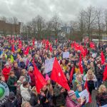 Gardai say over 11,000 people marched through Limerick city’s main thoroughfare Saturday, January 21 for a UHL Protest to highlight hospital overcrowding and delays in the Midwest region. Picture: Richard Lynch/ilovelimerick