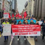 Gardai say over 11,000 people marched through Limerick city’s main thoroughfare Saturday, January 21 for a UHL Protest to highlight hospital overcrowding and delays in the Midwest region. Picture: Richard Lynch/ilovelimerick
