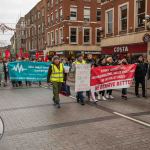 Gardai say over 11,000 people marched through Limerick city’s main thoroughfare Saturday, January 21 for a UHL Protest to highlight hospital overcrowding and delays in the Midwest region. Picture: Olena Oleksienko/ilovelimerick