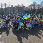 A ceremony marking the 2nd anniversary of Russia’s invasion of Ukraine was held at Arthur’s Quay Park Limerick. Picture: Richard Lynch/ilovelimerick