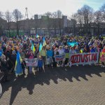 A ceremony marking the 2nd anniversary of Russia’s invasion of Ukraine was held at Arthur’s Quay Park Limerick. Picture: Richard Lynch/ilovelimerick