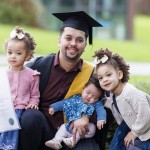 REPRO FREE
A total of 2,038 students, including 78 PhDs, will graduate from University of
Limerick this week as part of the Winter Conferring Ceremonies.
Students from the faculties of Arts, Humanities and Social Sciences, Kemmy
Business School, Science and Engineering, and Education and Health Sciences,
along with a cohort of more than 50 Garda College graduates will be conferred
across three days.
Pictured is Supply Chain Management graduate Luis Barbosa, Brazil, with his daughters Zoe (3), Zahra (2) and Zaya ( 4 weeks), . Pic Arthur Ellis