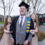 REPRO FREE
A total of 2,038 students, including 78 PhDs, will graduate from University of
Limerick this week as part of the Winter Conferring Ceremonies.
Students from the faculties of Arts, Humanities and Social Sciences, Kemmy
Business School, Science and Engineering, and Education and Health Sciences,
along with a cohort of more than 50 Garda College graduates will be conferred
across three days.
Thats my Dad!! Pictured is James Keogh from Carlow with his daughters Lucy (7) and Ellen (9), Teaching Learning and Scholarship Graduate. Pic Arthur Ellis