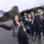 REPRO FREE
A total of 2,038 students, including 78 PhDs, will graduate from University of
Limerick this week as part of the Winter Conferring Ceremonies.
Students from the faculties of Arts, Humanities and Social Sciences, Kemmy
Business School, Science and Engineering, and Education and Health Sciences,
along with a cohort of more than 50 Garda College graduates will be conferred
across three days.
Pictured is Rashi Trisholiya taking a selfie with her Project Management Garduate friends Adraty, Muskan, Rohun and Siddhantrand. Pic Arthur Ellis