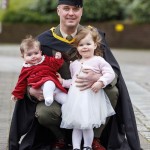 REPRO FREE
A total of 2,038 students, including 78 PhDs, will graduate from University of
Limerick this week as part of the Winter Conferring Ceremonies.
Students from the faculties of Arts, Humanities and Social Sciences, Kemmy
Business School, Science and Engineering, and Education and Health Sciences,
along with a cohort of more than 50 Garda College graduates will be conferred
across three days.
Pictured is Comdt Derek Farrell, Knocknacarra Gaway with his daughters Leah 96 months) and Ava (2 years) , Msc Sports Performance Pic Arthur Ellis