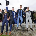 REPRO FREE
280825
L-R Stephen O’Halloran, Craughwell Co Galway, Luke Spelman, Clarinbridge Co Galway, Rónán O’Driscoll, Skibbereen Co Cork and Pádraig Finn, Mitchelstown Co Cork, celebrating after graduating with a BSc in Graphics and Construction Technology from University of Limerick. They are among more than 3,600 students to graduate today as part of the 2025 Autumn Conferring Ceremonies. Pic Arthur Ellis