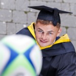 REPRO FREE
270825
Munster Rugby out-half Tony Butler, a UL Sports Scholar, graduated from University of Limerick today with a BSc in Construction Management and Engineering. During his time at UL, Tony signed a full professional contract with Munster Rugby and gave back to the university by coaching UL’s men’s rugby team. Tony joined one of over 3,600 students being conferred as part of the university’s Autumn ceremonies this week.Pic Arthur Ellis