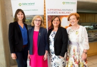 19/07/2015     REPRO FREE
The 36th World Medical and Health Games was officially opened by Minister Jan O’Sullivan at the University of Limerick on Sunday 19th July. The Games welcome over 1,000 athletes from more than 20 countries to compete across 25 different sports from golf and cycling to chess, fencing triathlon and football. This annual event brings medics from a range of medical professions, consultants, GP’s, nurses, paramedics who compete in a spirit of friendship in their chosen sport.
Pictured are (l-r) Fanny Lagarrigue, CSO, Jan O'Sullivan, Minister for Education and Skills, Ciara Sugrue, Failte Ireland and Linda Stevens, UL Project Director.
Picture credit: Diarmuid Greene/Fusionshooters