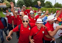 19/07/2015     REPRO FREE
The 36th World Medical and Health Games was officially opened by Minister Jan O’Sullivan at the University of Limerick on Sunday 19th July. The Games welcome over 1,000 athletes from more than 20 countries to compete across 25 different sports from golf and cycling to chess, fencing triathlon and football. This annual event brings medics from a range of medical professions, consultants, GP’s, nurses, paramedics who compete in a spirit of friendship in their chosen sport. 

Team Morocco enjoy the celebrations of the opening ceremony. Picture credit: Alan Place/Fusionshooters