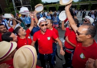 19/07/2015     REPRO FREE
The 36th World Medical and Health Games was officially opened by Minister Jan O’Sullivan at the University of Limerick on Sunday 19th July. The Games welcome over 1,000 athletes from more than 20 countries to compete across 25 different sports from golf and cycling to chess, fencing triathlon and football. This annual event brings medics from a range of medical professions, consultants, GP’s, nurses, paramedics who compete in a spirit of friendship in their chosen sport. 

Team Morocco enjoy the celebrations of the opening ceremony. Picture credit: Alan Place/Fusionshooters