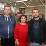 Pictured at the VTOS Limerick 2019 Art, Craft & Design Open Day in the Further Education & Training Centre are students Stazecki Ryszard, Lower Gerald Griffin Street, Natalia Ramaneka, Corbally, and Mariusz Palak, Castlewell. Picture: Conor Owens/ilovelimerick.