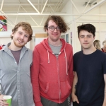 Pictured at the VTOS Limerick 2019 Art, Craft & Design Open Day in the Further Education & Training Centre are students Lorcan Heffernan, Ennis, Dylan Morrow, College Court, and PJ Enright, Carew Park. Picture: Conor Owens/ilovelimerick.