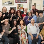 Pictured at the VTOS Limerick 2019 open day is style queen Celia Holman Lee along with artists from across Limerick. Picture: Conor Owens/ilovelimerick.