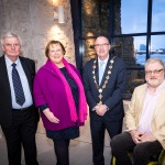 23-03-2023 West End Youth Centre at Our Lady of Lourdes Centre, winners in the Pride of Place Awards 2023, Mayoral Reception hosted by Mayor of Limerick City and County Council, Francis Foley in the Council Chambers, Merchants Quay. Pictured with Gerry McCormack, Treacy Fitzgerald and John Bennett.   Picture: Keith Wiseman