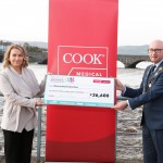 With Compliments.    Michael Collins, Mayor of the City and County of Limerick along with Clare Ellis, Corporate Brand and Communication Senior Manager Cook Medical EMEA with a cheque for €36,600 which will be shared among local charities.
Photograph Liam Burke/Press 22