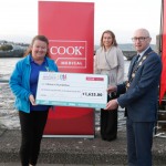 With Compliments.    Michael Collins, Mayor of the City and County of Limerick along with Clare Ellis, Corporate Brand and Communication Senior Manager Cook Medical EMEA with a cheque for €1,625 which they presented to Phil Deegan representing Clion’s Foundation.
Photograph Liam Burke/Press 22