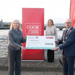 With Compliments.    Michael Collins, Mayor of the City and County of Limerick along with Clare Ellis, Corporate Brand and Communication Senior Manager Cook Medical EMEA presents a cheque for €3,012 to 
Kate Sheahan, St Gabriel’s Centre.   Photograph Liam Burke/Press 22